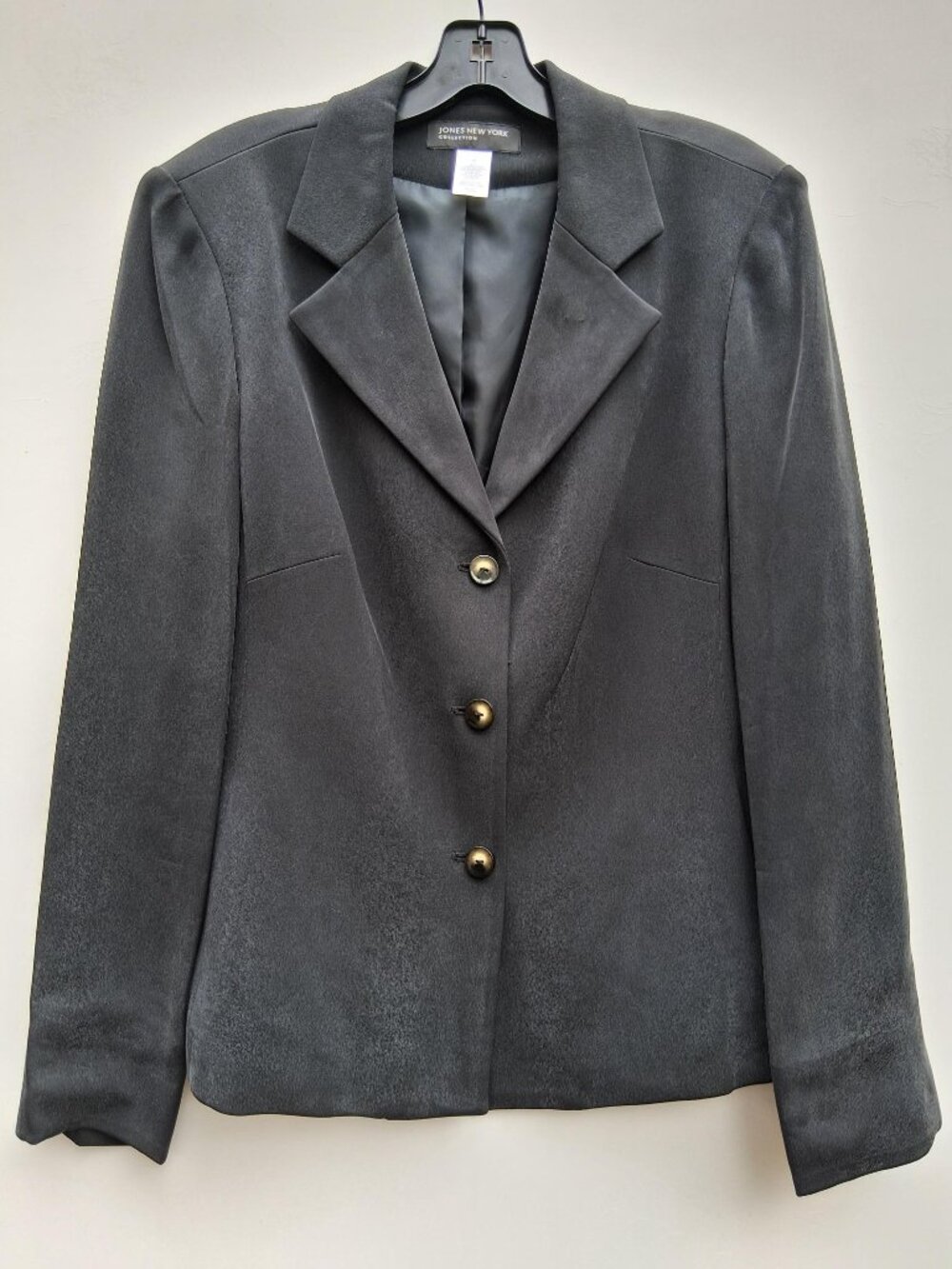 Jones New York women's silk blazer, charcoal gray (size 12)